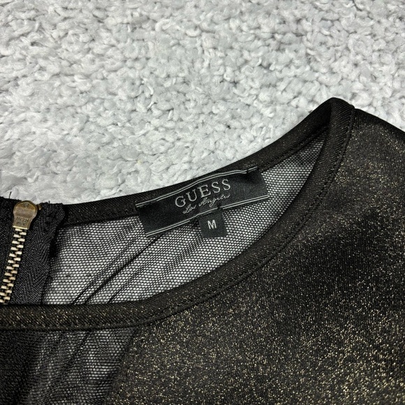 Guess Dress Womens Medium Peplum Ruffle Sleeveless Mesh Cut Outs Party Night Out - Picture 2 of 4